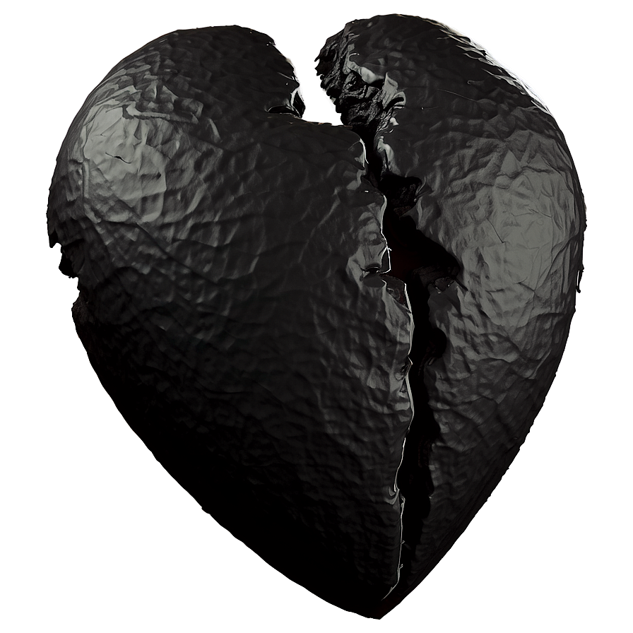 Broken Heart In Black Shadow Png Tjv PNG