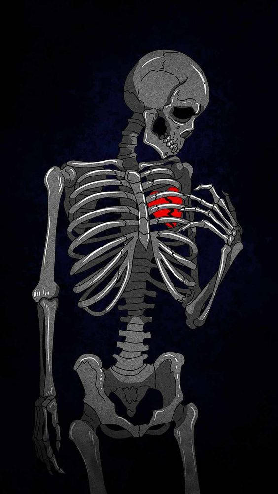 Skeleton With A Broken Heart Iphone Wallpaper