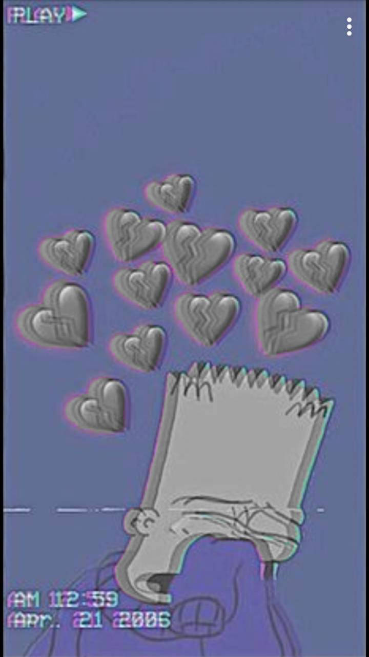 The Simpsons Is Shown With Hearts In His Mouth Wallpaper