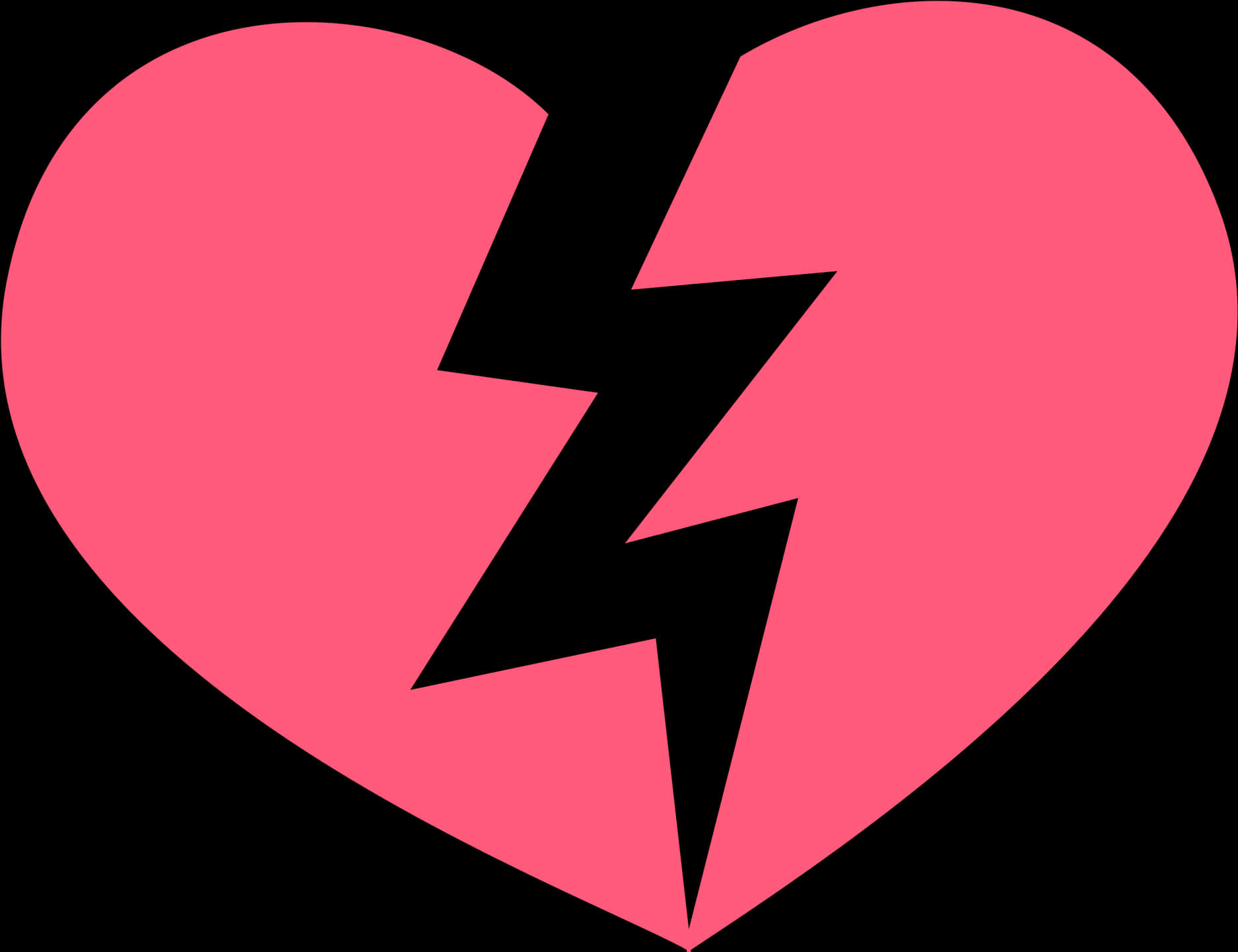 Broken Heart Symbol Pink Black Background PNG