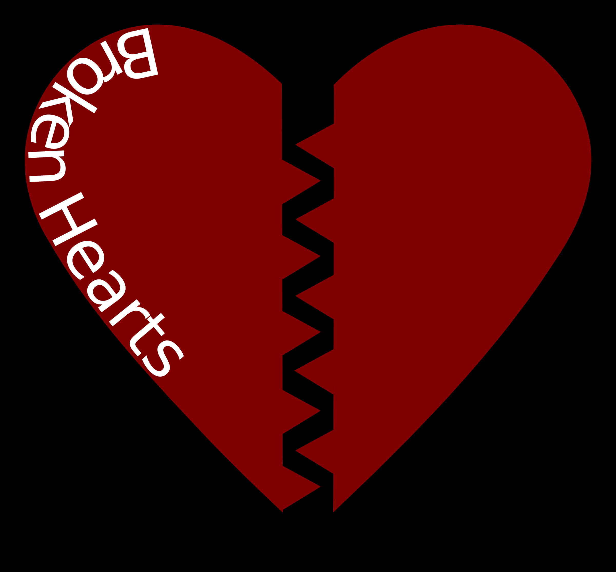 Broken Heart Symbolwith Text PNG