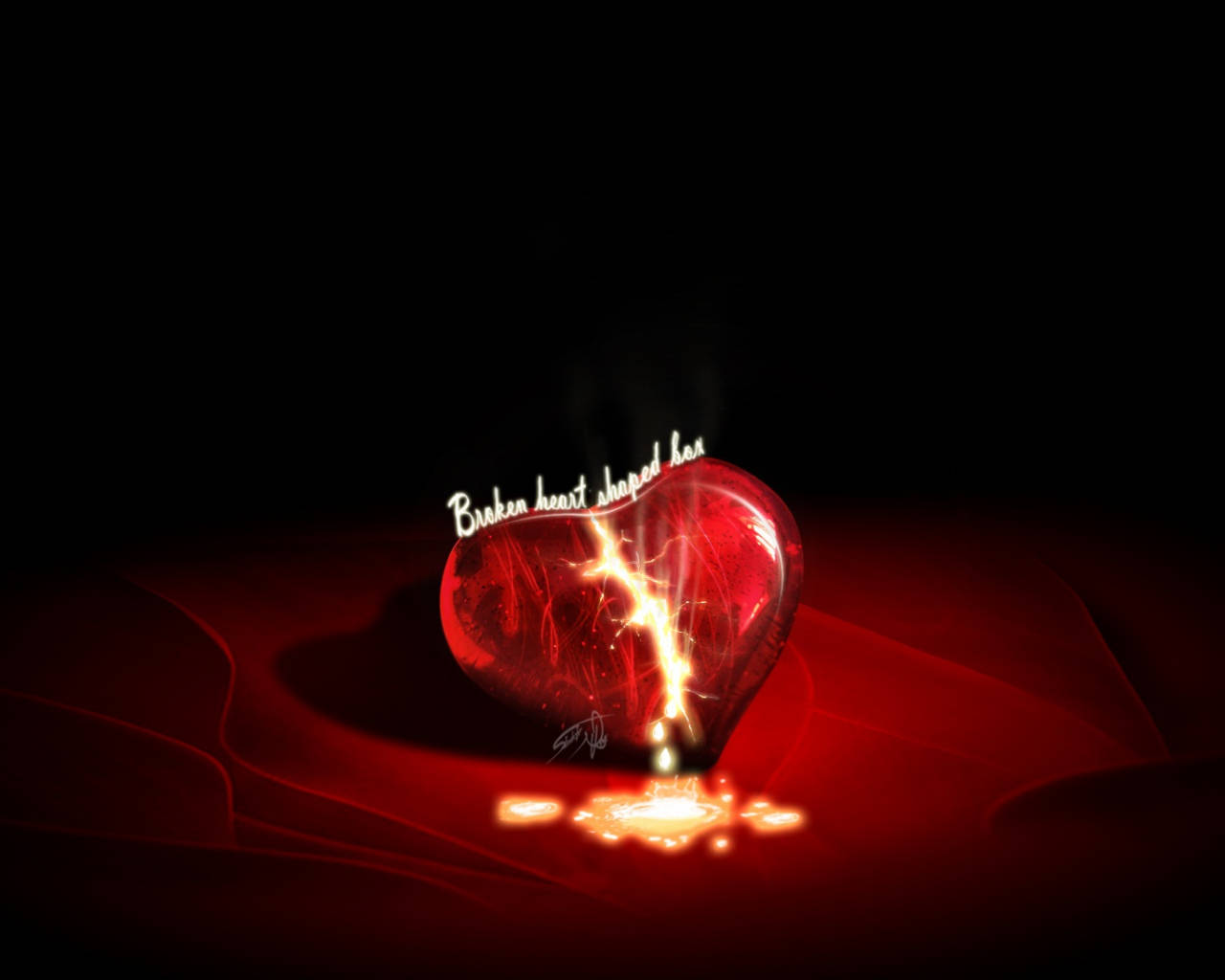 Broken Heart With Lava Background