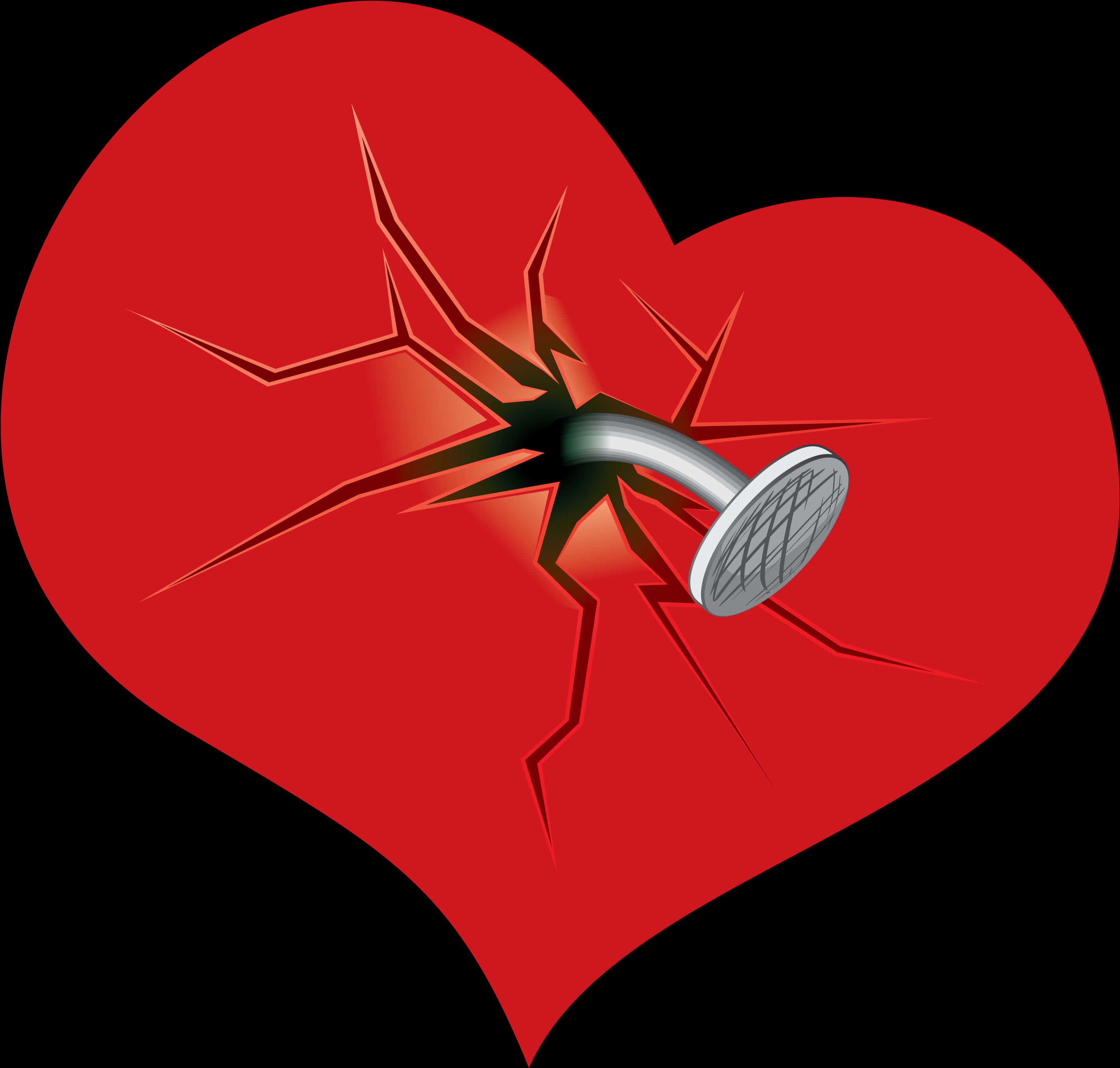 Broken Heart With Nail PNG