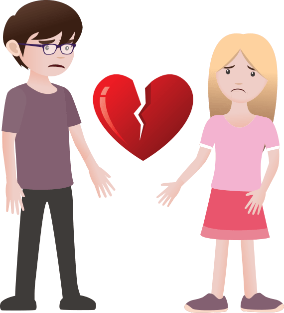 Broken Hearted Couple Cartoon PNG
