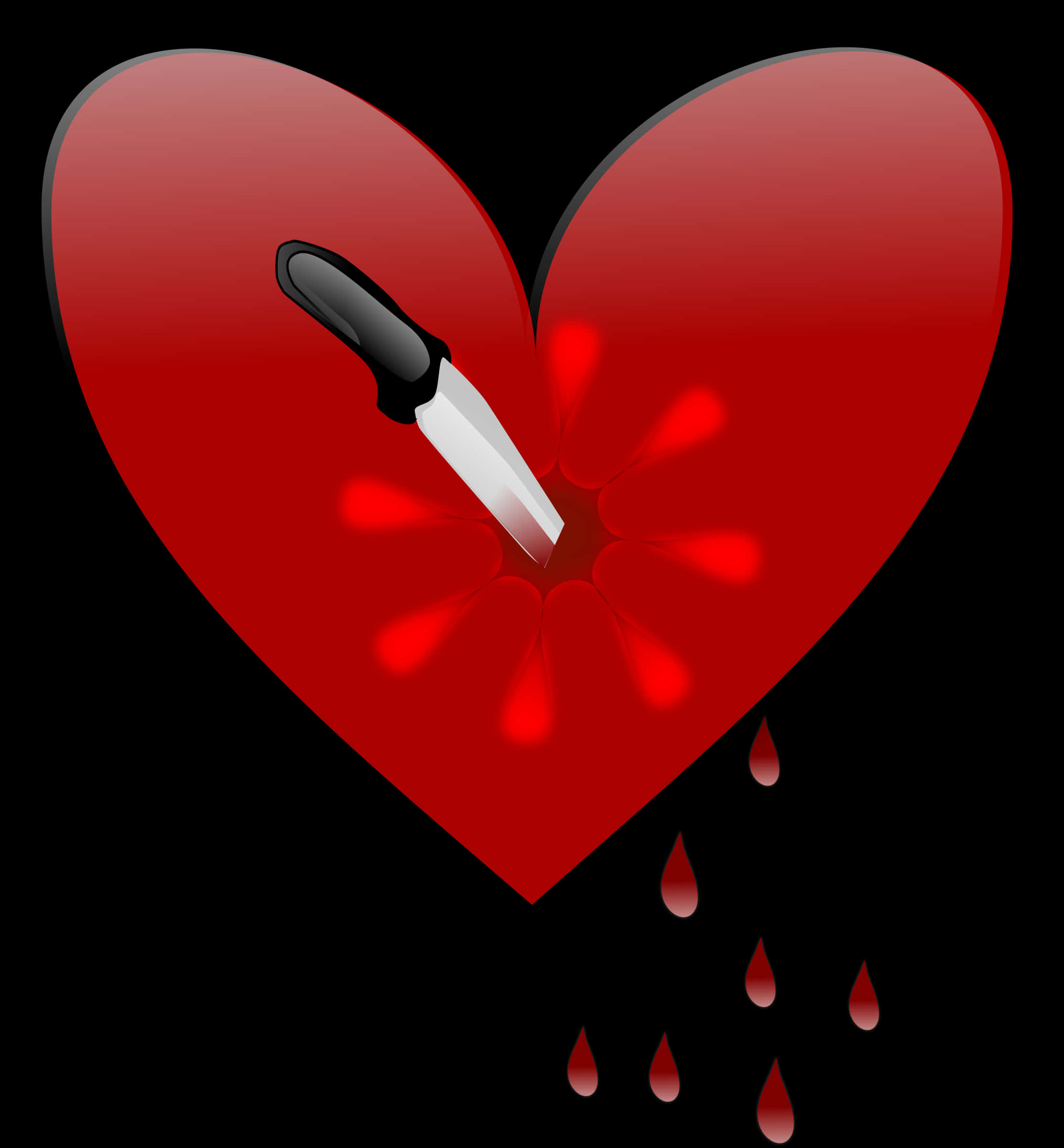 Broken Heartwith Knifeand Drops PNG