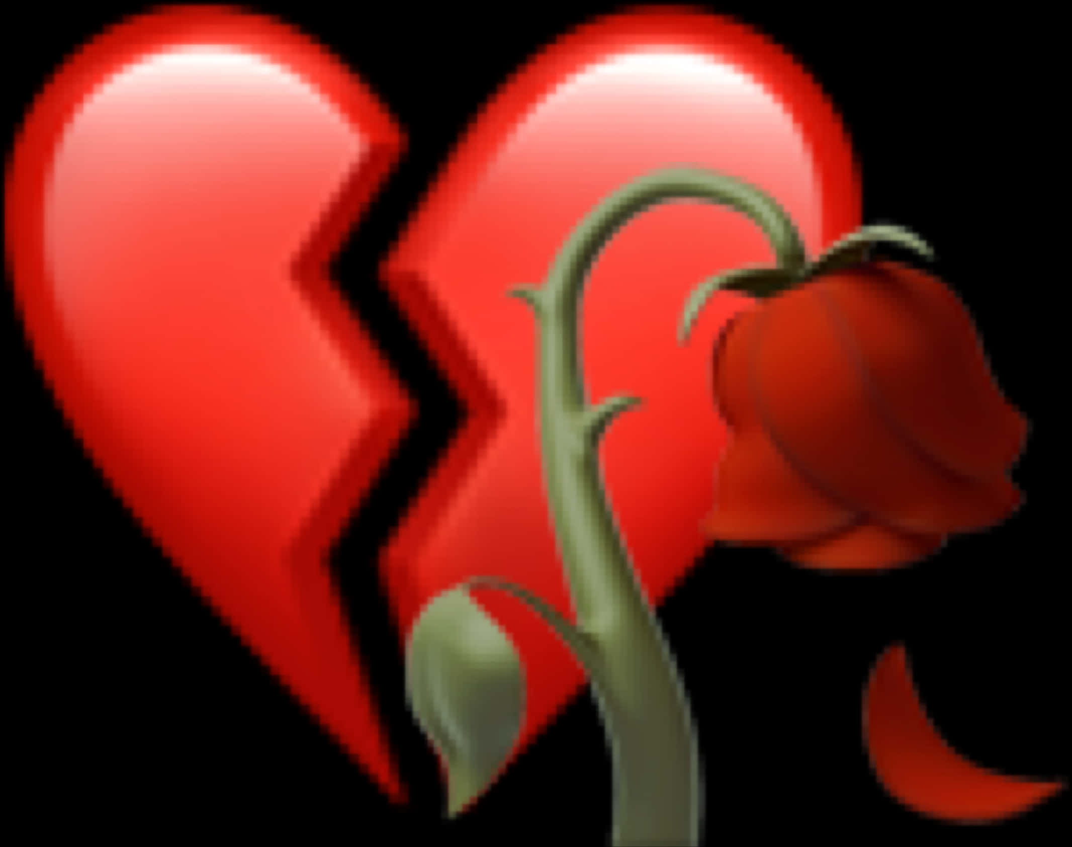 Broken Heartwith Rose Graphic PNG