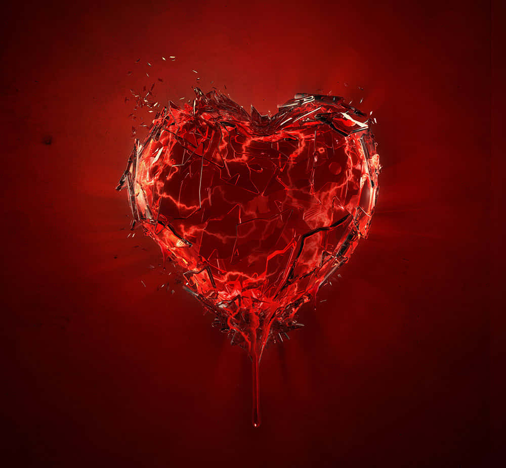 A Red Heart With Blood Dripping From It