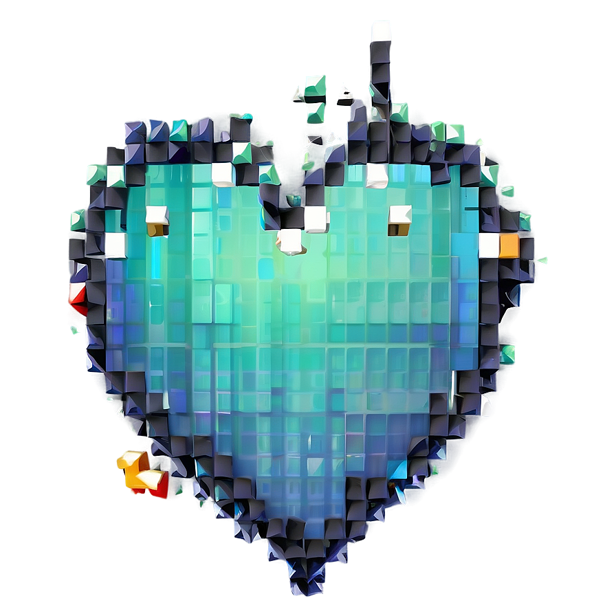 Broken Pixel Heart Png 05252024 PNG