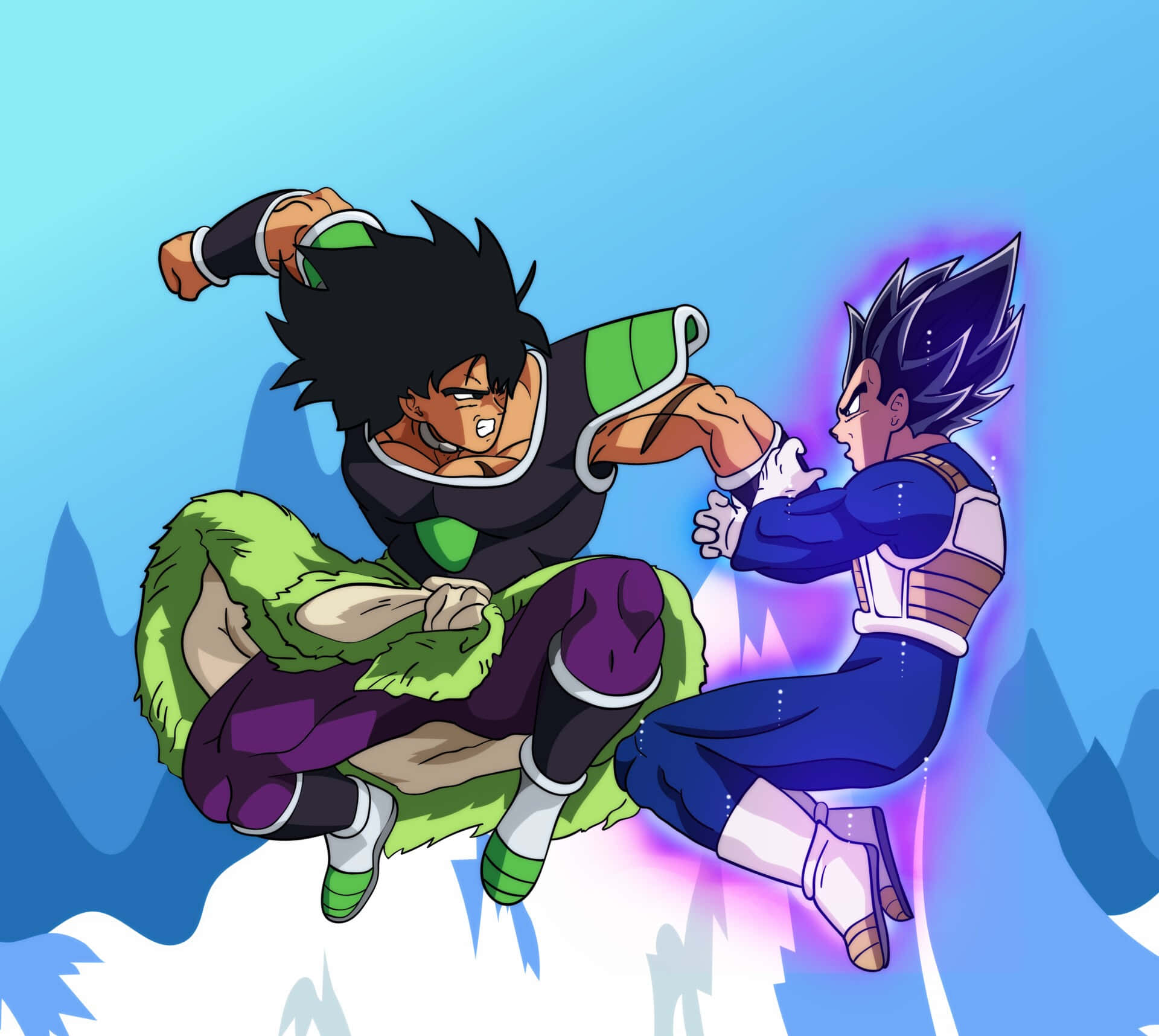 Broly Vs Vegeta Anime Oppgjør Bakgrunnsbildet