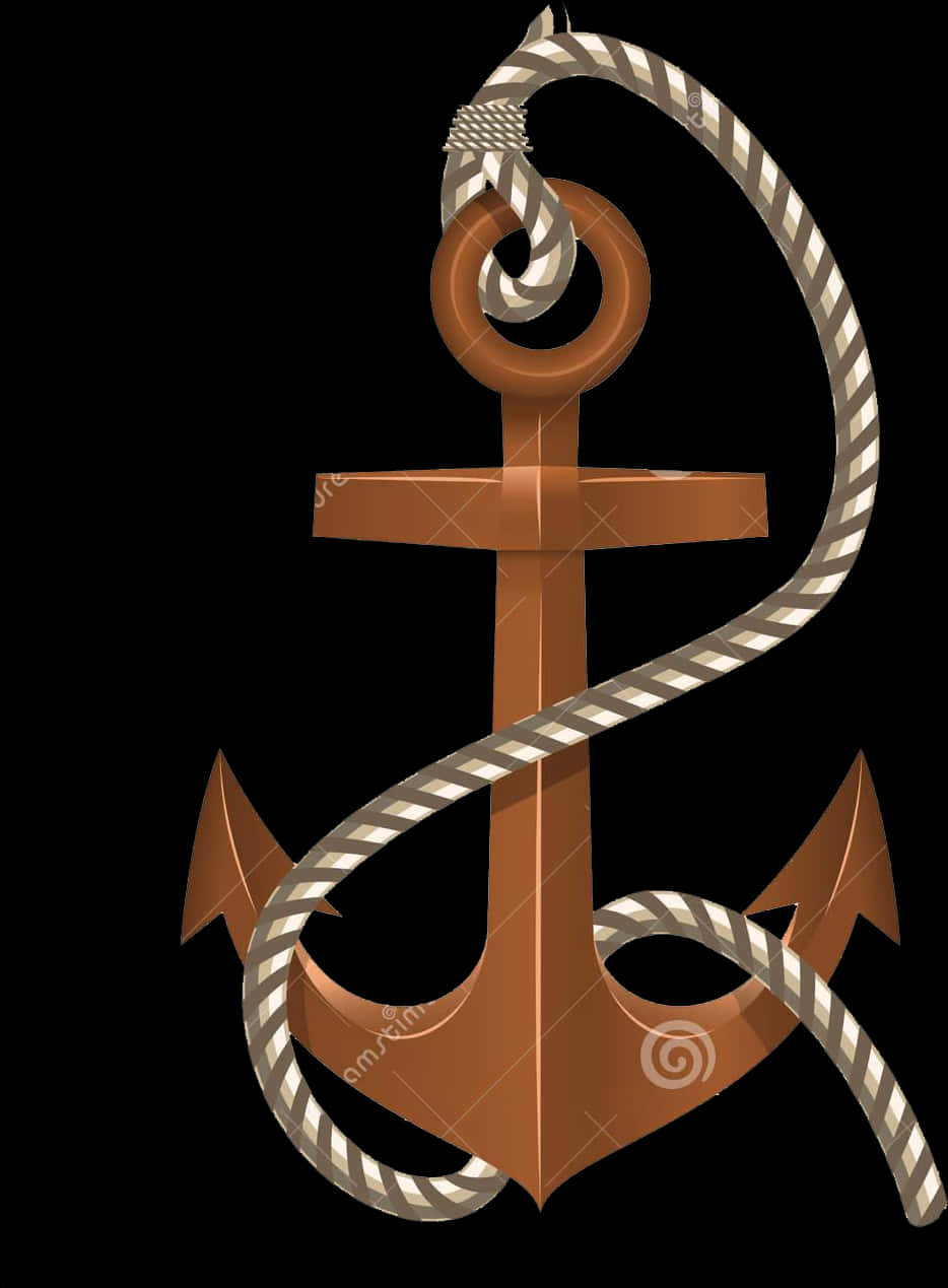 Bronze Anchorand Rope PNG