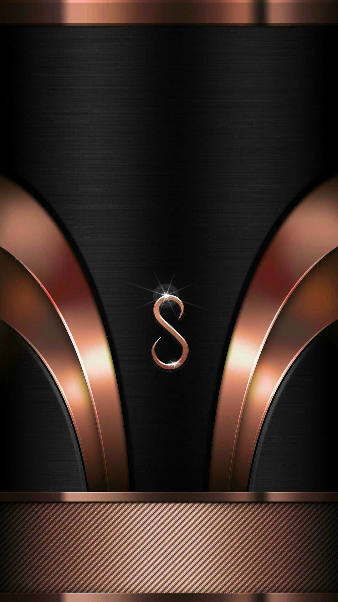 A Black And Gold Background With The Letter S