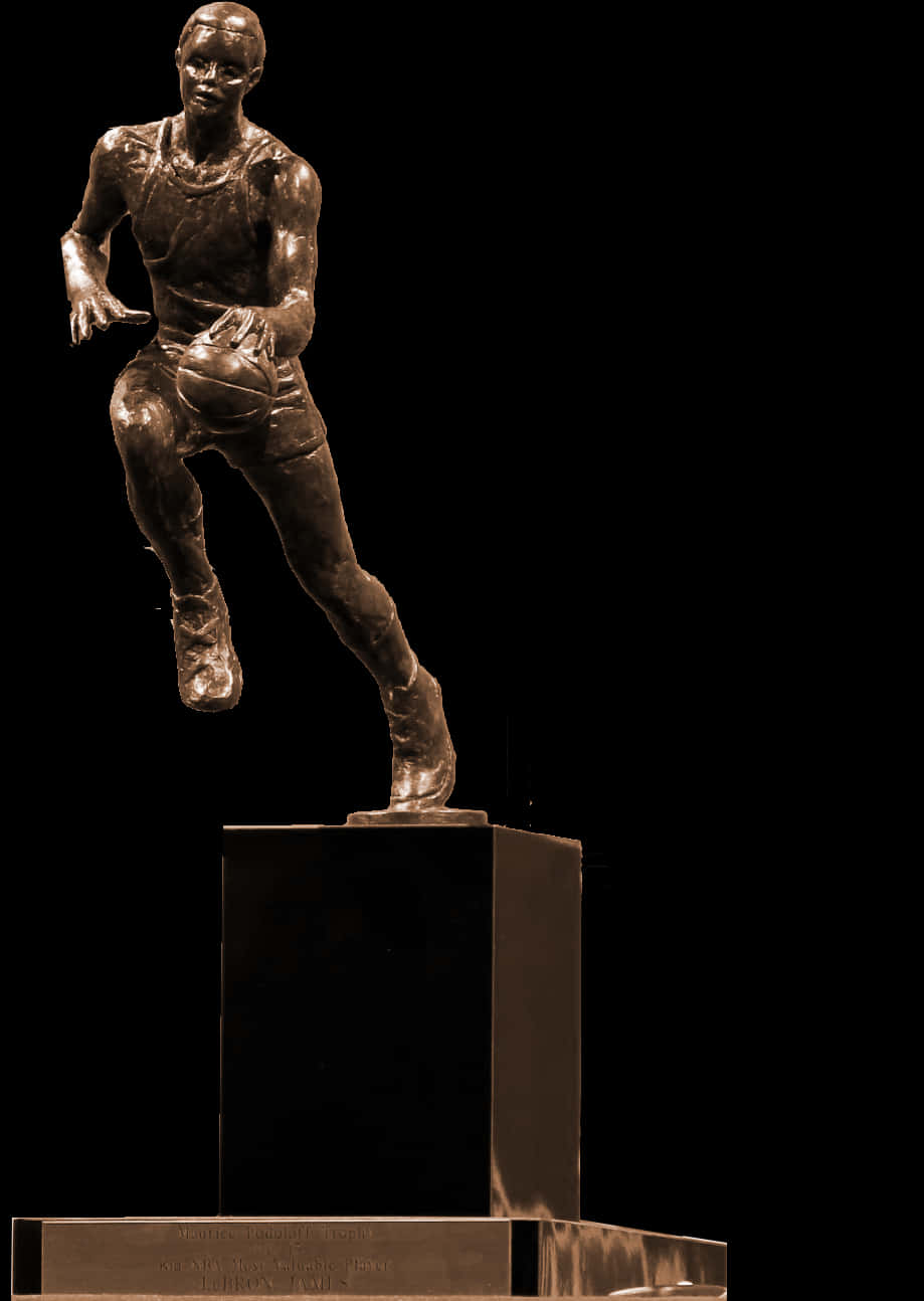 Bronze Basketball Player Statue PNG
