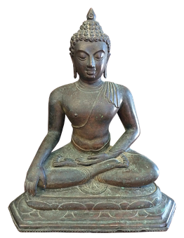 Bronze Buddha Statue Meditation Pose PNG