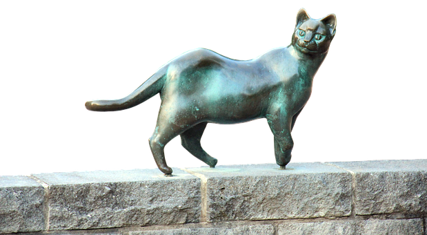 Bronze Cat Sculpture PNG