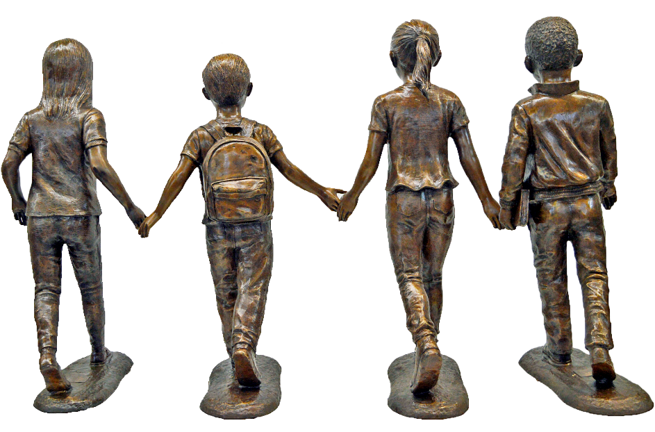 Bronze Children Handin Hand Sculpture PNG