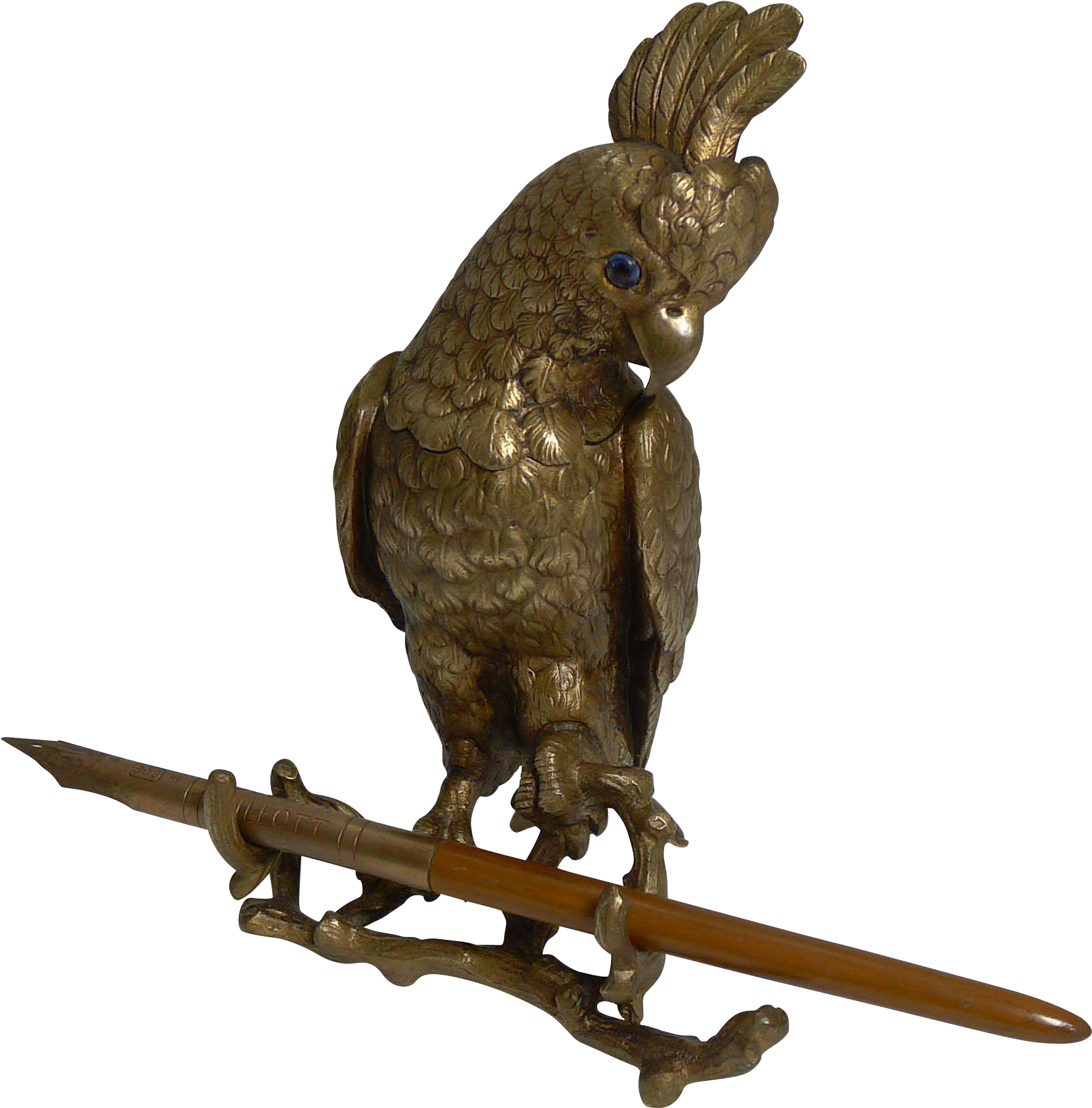 Bronze Cockatoo Sculptureon Branch PNG