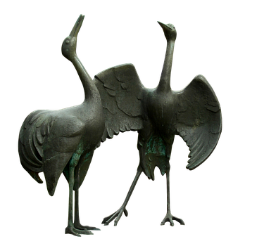 Bronze Crane Statue Artwork PNG