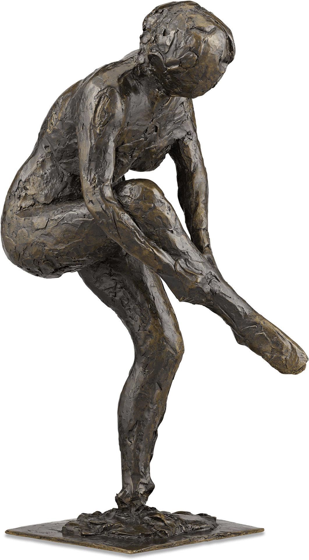 Bronze Figure Thinking Pose Sculpture PNG