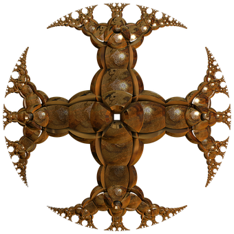 Bronze Fractal Cross Art PNG