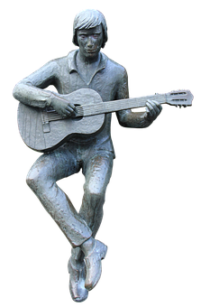 Bronze Guitarist Statue PNG
