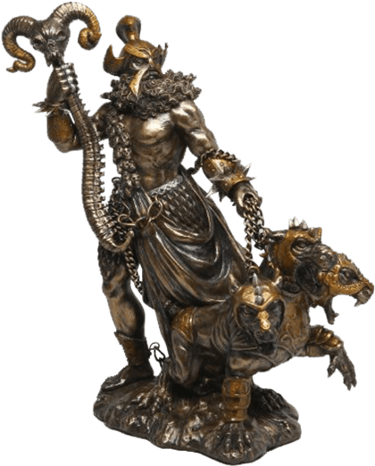 Bronze Hadesand Cerberus Statue PNG