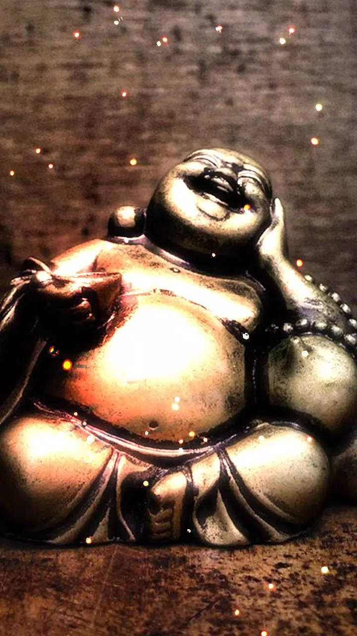 Figurade Buda Riendo De Bronce. Fondo de pantalla