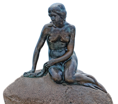 Bronze Mermaid Sculpture PNG