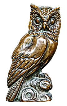 Bronze Owl Sculpture PNG