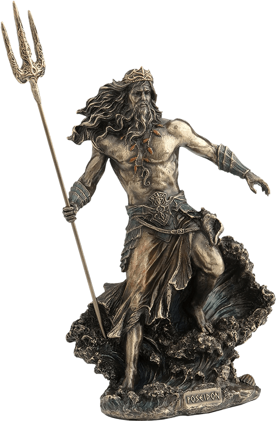 Download Bronze Poseidon Statuewith Trident | Wallpapers.com