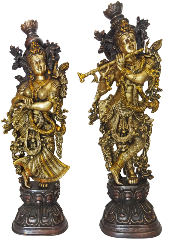 Bronze Radha Krishna Statues PNG