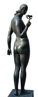 Bronze Sculpture Contemplative Female Figure PNG