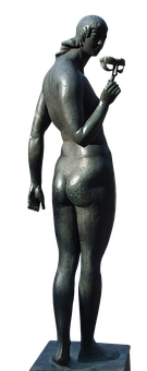 Bronze Sculpture Contemplative Woman PNG