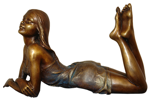 Bronze Sculpture Reclining Girl PNG