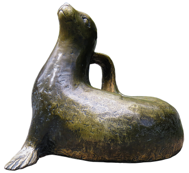 Bronze Seal Sculpture PNG