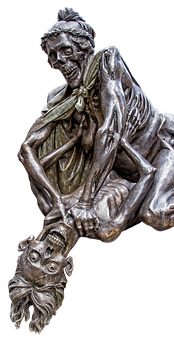 Bronze Skeleton Statue Laughing PNG