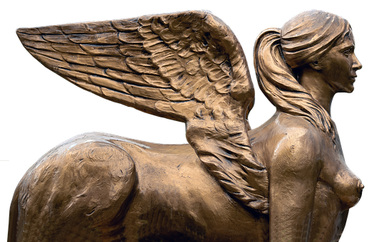 Bronze Sphinx Angel Sculpture PNG