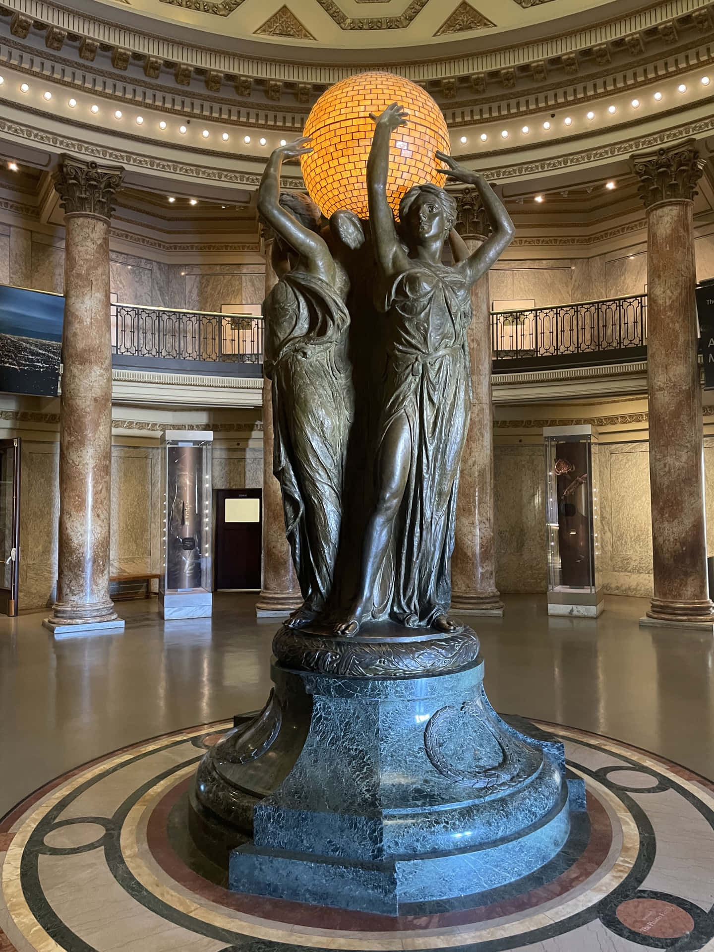 Bronze Statue Holding Globe Natural History Museum L A Wallpaper