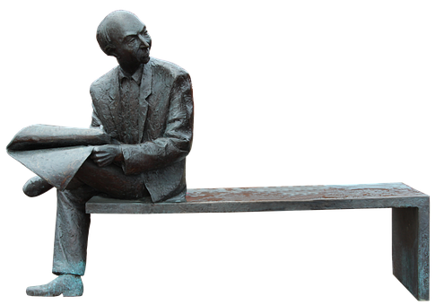 Bronze Statue Man Seated Bench PNG