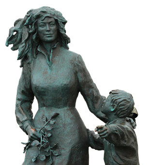 Bronze Statue Mother Child PNG
