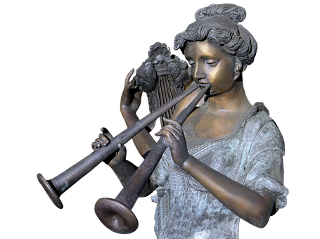 Bronze Statue Playing Trombone PNG