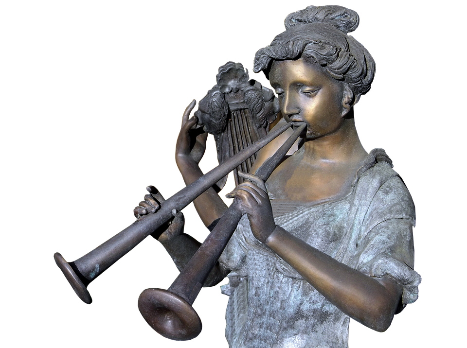 Bronze Statue Playing Trumpet PNG