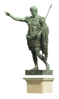 Bronze Statueof Roman Emperor Augustus PNG