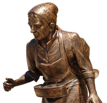 Bronze Statueof Working Man PNG