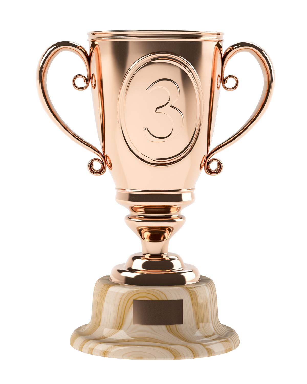 Bronze Trophy Number Three PNG