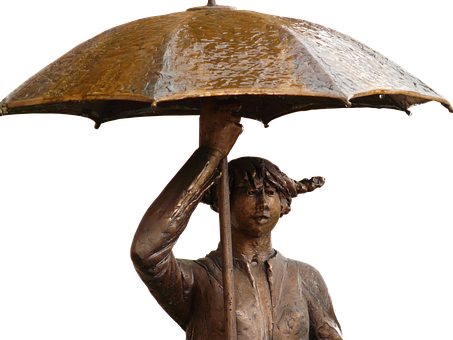Bronze Umbrella Statue PNG