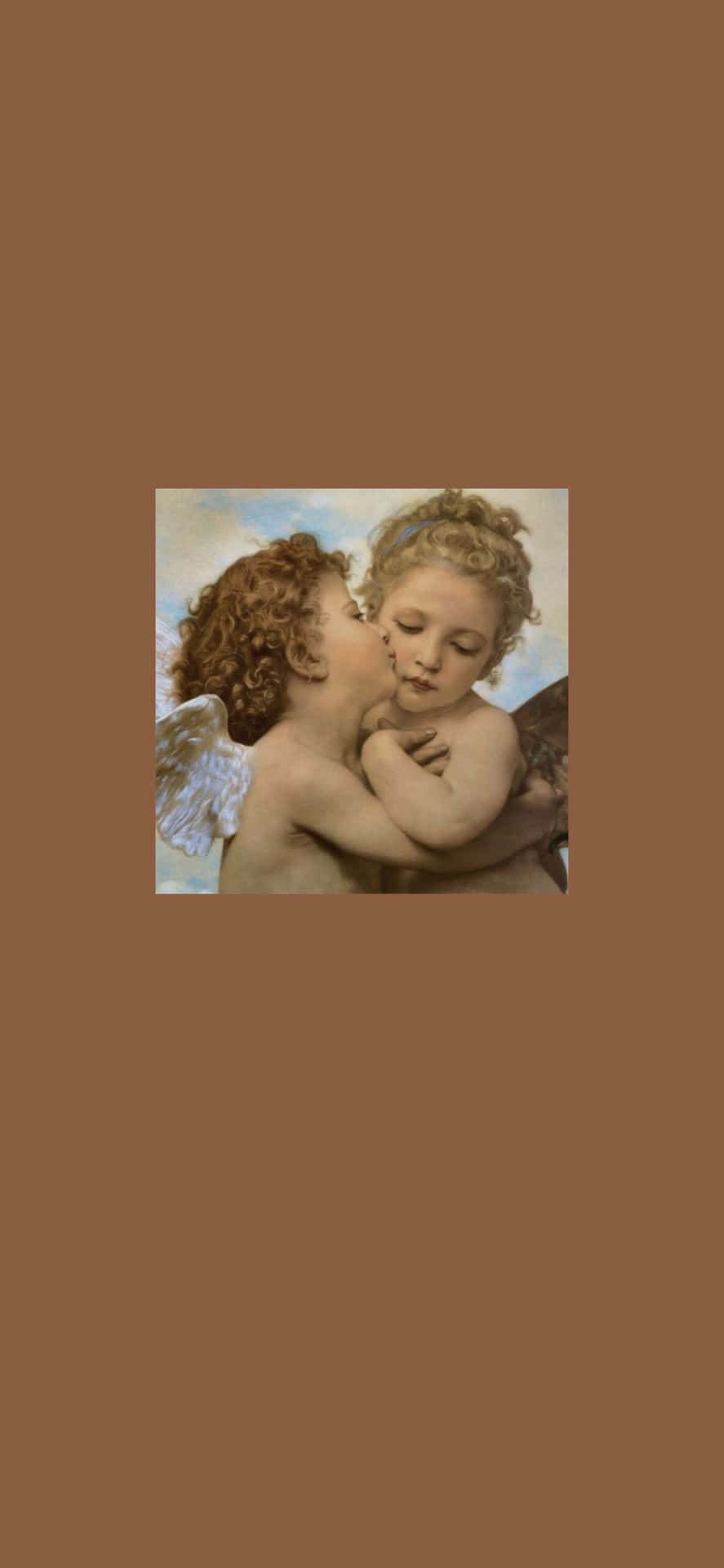 A Painting Of Two Angels Kissing Wallpaper