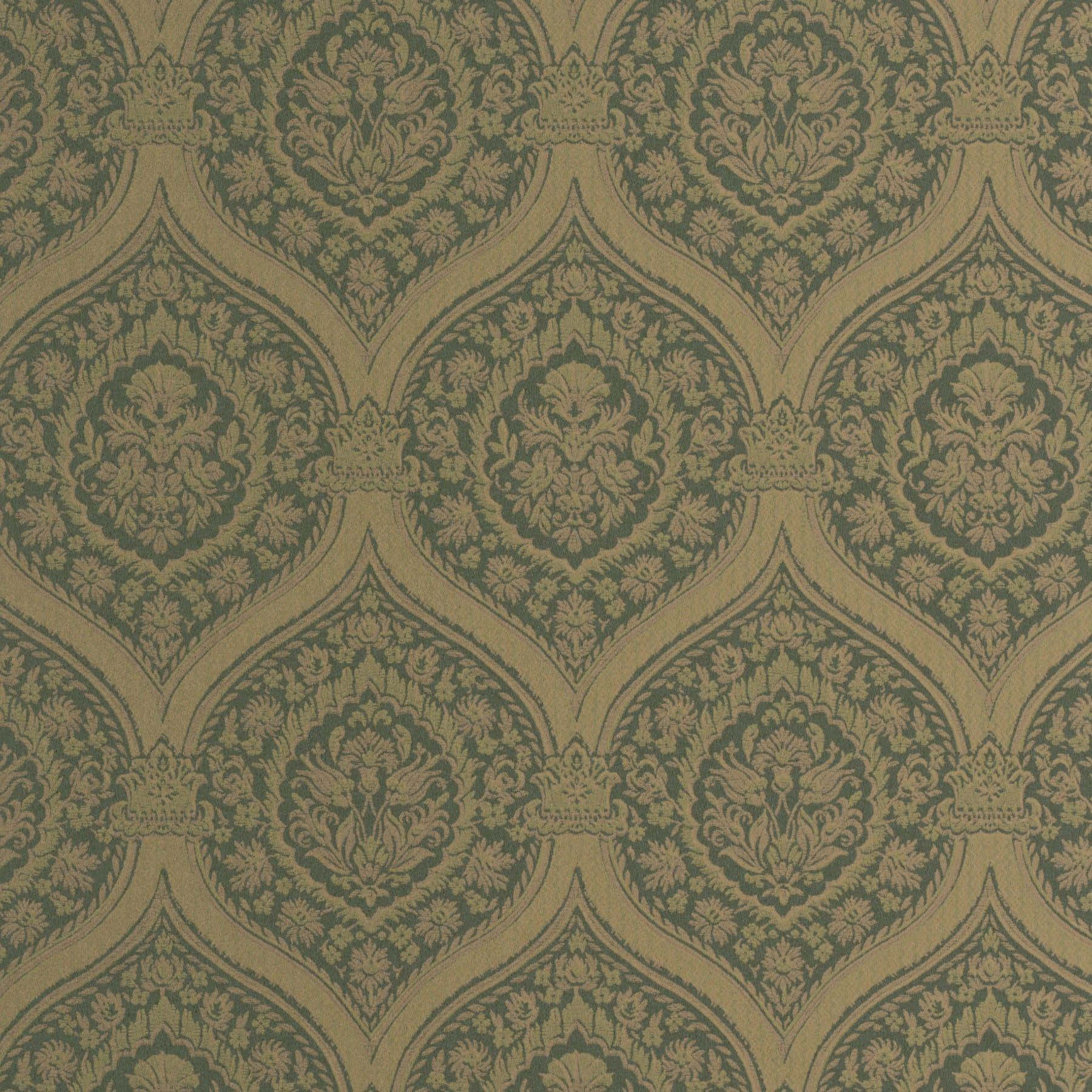 A Wallpaper With A Green And Brown Design Wallpaper