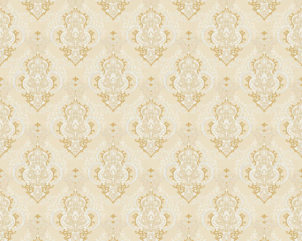 A Beige And Gold Wallpaper With A Floral Pattern Wallpaper