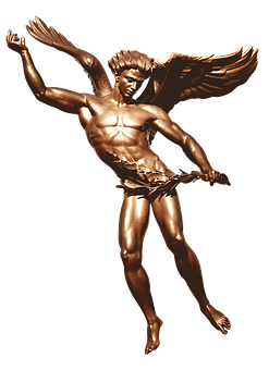 Bronze Winged Archer Sculpture PNG