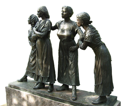 Bronze Women Statues Waiting PNG